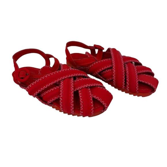 Farm Rio Zigzag Stitch Sandal In Red Size 8 - Picture 2 of 10
